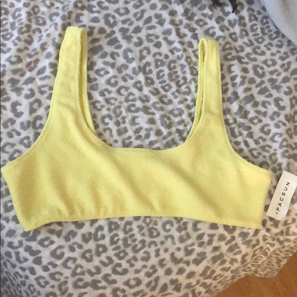 🌻 LA Hearts Yellow Scrunch Square Neck Bikini Top